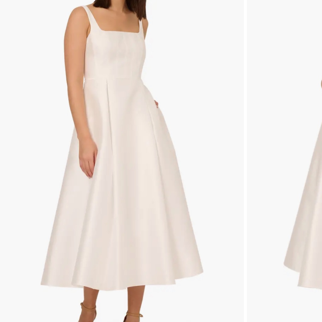 Adrianna Papell Women's Mikado Fit & Flare A-Line Dress In White Ivory